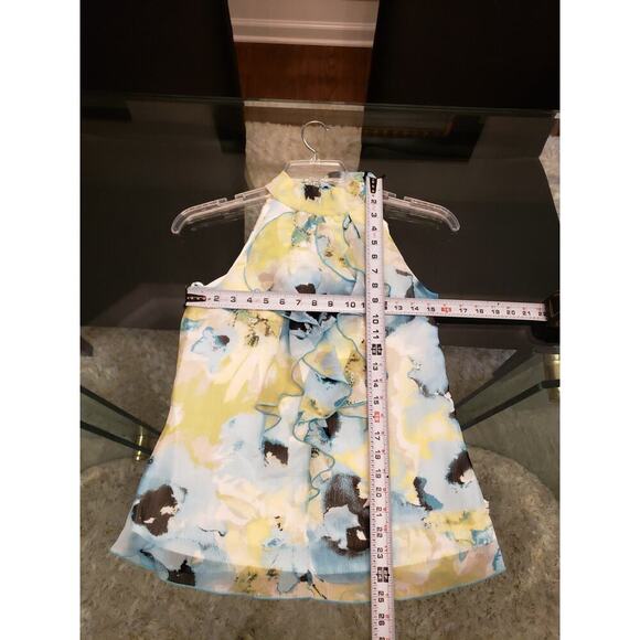 BCX Tank Top Women's Small Halter Neck Sleeveless Beautiful Ruffle Watercolor - Picture 10 of 10